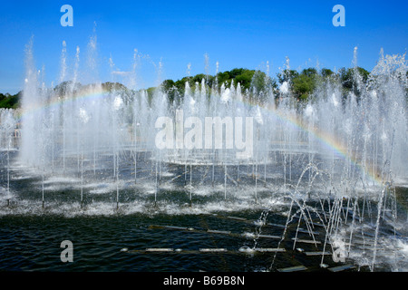 Musical Fountain im 18. Jahrhundert die neugotische (Gothic Revival) Tsaritsyno Immobilien in Moskau, Russland Stockfoto