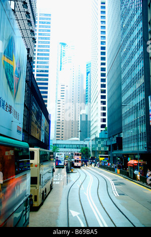 Verkehr auf der Straße, Hong Kong Island, Hongkong, China Stockfoto