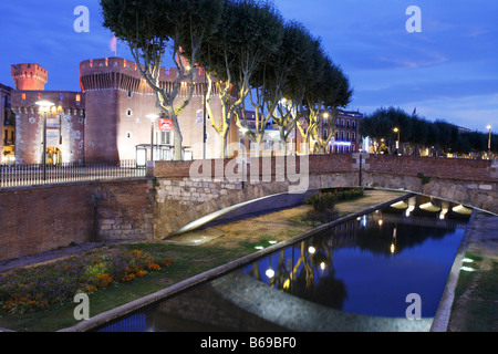 Le Castillet im Süden von Frankreich City Center Perpignan, Europa Stockfoto