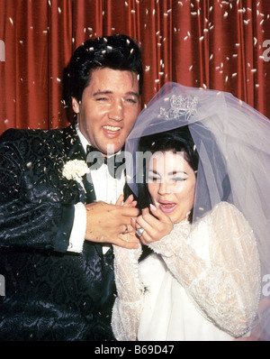 ELVIS PRESLEY heiratet Priscilla im Aladdin Hotel in Las Vegas am 1. Mai 1967 Stockfoto