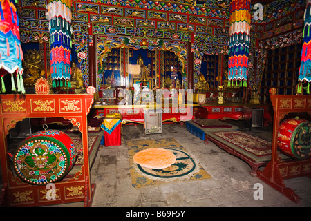Innenraum eines Tempels, Da Zhao Tempel, Hohhot, Innere Mongolei, China Stockfoto