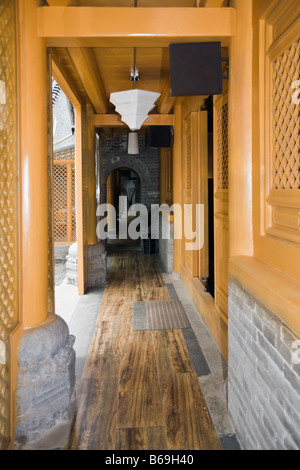 Korridor eines Tempels, Shaolin-Kloster, Mt Song, Provinz Henan, China Stockfoto
