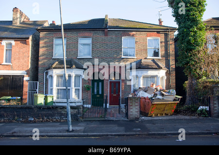 außerhalb edwardian viktorianischen Terrasse Doppelhaushälfte überspringen Stockfoto