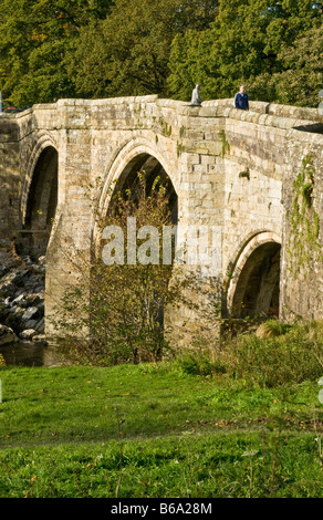 Alte gewölbte Brücke des Teufels an Kirkby Lonsdale Cumbria Stockfoto