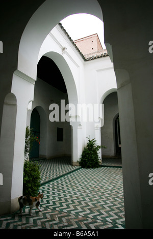 Mosaik-Hof Bahia Palace Marrakech Stockfoto