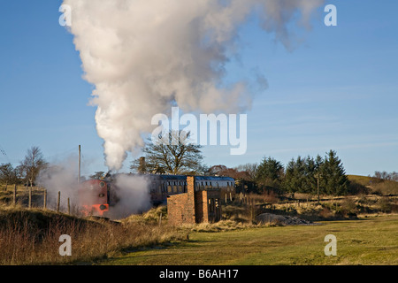 Zug Druck Wagen am Ofen Anschlussgleise auf der Pontypool and Blaenavon Gesellschaft Railway Wales UK Stockfoto