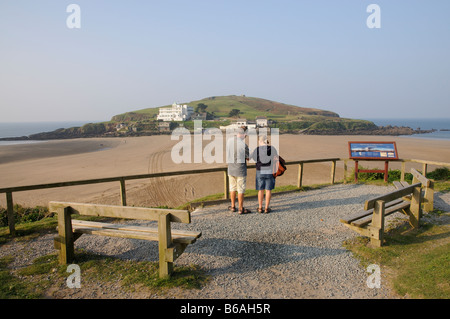 Burgh Island gesehen von Bigbury am Meer South Devon England UK Stockfoto