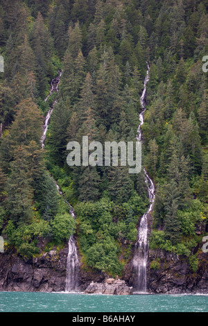 Zwei Wasserfälle, Kenai Fjords Nationalpark Alaska Stockfoto