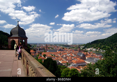 Blick von der Terrasse des Heidelberger Schloss Heidelberg Stockfoto