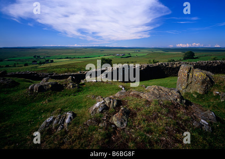 Walltown Klippen nahe Greenhead, Hadrianswall, Northumberland National Park Stockfoto