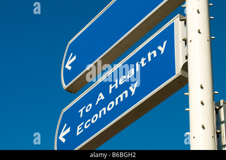 Roadsign zeigt Ihnen den Weg zu einer gesunden Wirtschaft wünschte, es wäre so einfach Stockfoto