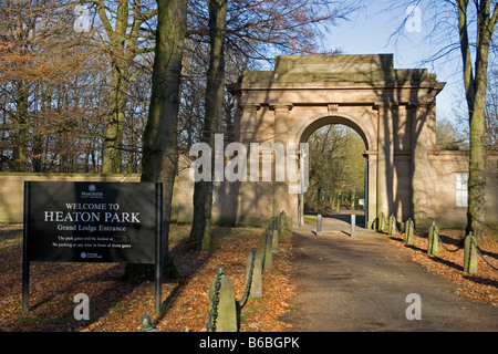 Großloge Eingang, Heaton Park, Manchester, UK. Stockfoto