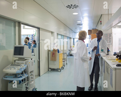 Zwei Ärzte stehen im Flur des Krankenhauses Stockfoto