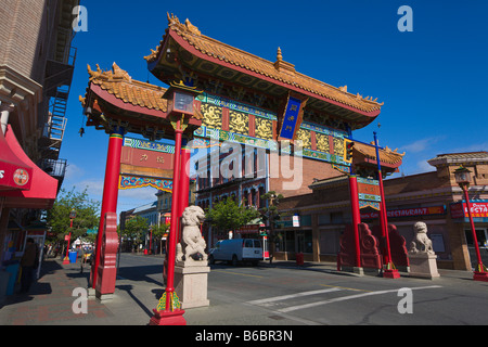 Tor der harmonischen Interesse "China Town" Victoria "Vancouver Island" Britisch-Kolumbien Kanada Stockfoto