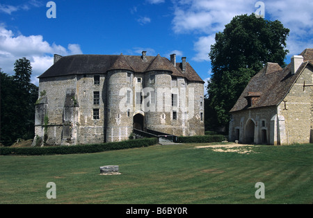 Die mittelalterliche Burg Harcourt oder Château Harcourt (c12th), Eure Département, Normandie, Frankreich Stockfoto