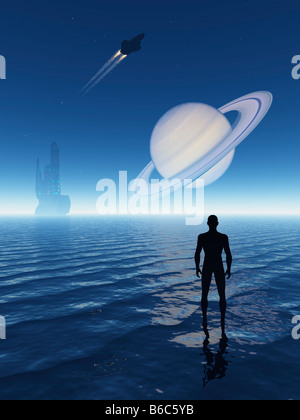 Eine futuristische SciFi Fantasy Konzept Bild Stockfoto