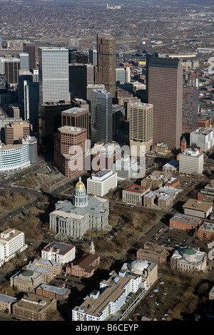 Luftaufnahme über Denver Colorado Kapitol und skyline Stockfoto