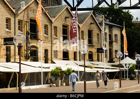 Restaurants in der Nähe von The Rocks in Sydney harbour Stockfoto