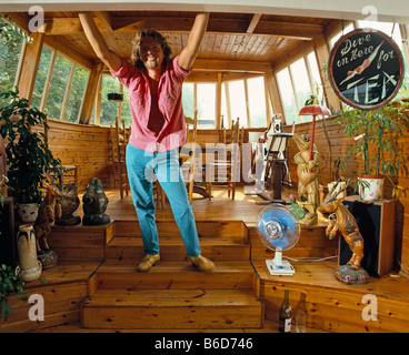 Richard Branson auf seine London-Hausboot Stockfoto