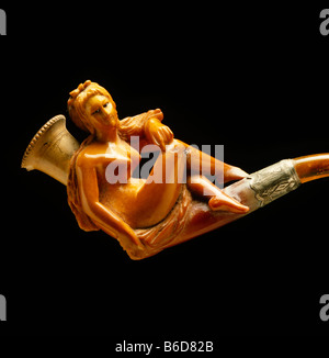 Meerschaum Pfeife mit weiblichen Figur geschnitzt Stockfoto