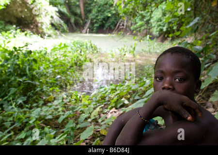 Ein Junge in Dassa Zoume, Benin, Westafrika Stockfoto