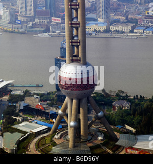 Oriental Pearl Fernsehturm Radio shanghai China Huangpu-Fluss Stockfoto