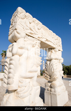 GLAUBENS STEIN SKULPTUR ABRASHA GIPFEL PARK ALTSTADT JAFFA ISRAEL Stockfoto