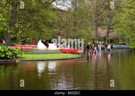 Blick auf den Garten des Colorfull Keukenhof Tulpe Blume Parks in den Niederlanden Stockfoto