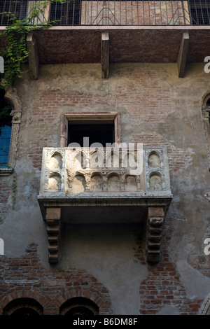 Julias Balkon in Verona (aus Romeo und Julia Geschichte), Italien Stockfoto