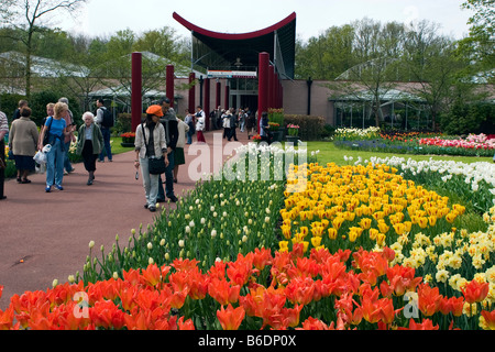 Blick auf den Garten des Colorfull Keukenhof Tulpe Blume Parks in den Niederlanden Stockfoto