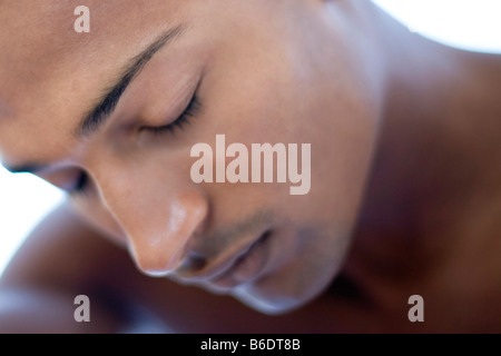 Depressiv, junger Mann, er ist zwanzig Jahre alt. Stockfoto