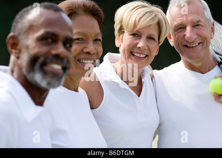 Tennis-Spieler. Mann und Frau Tennis Doppel Teams. Stockfoto