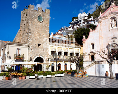 Piazza Del Duomo, Domplatz, Taormina, Sizilien, Italien Stockfoto