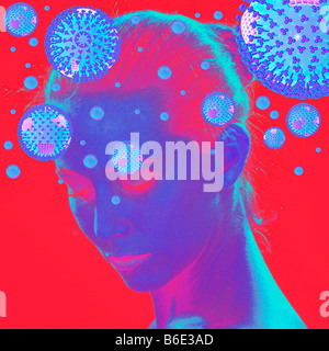 Grippe-Virus verbreiten auf Menschen Stockfoto