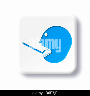 Zahnmedizin-Symbol vor weißem Hintergrund Stockfoto