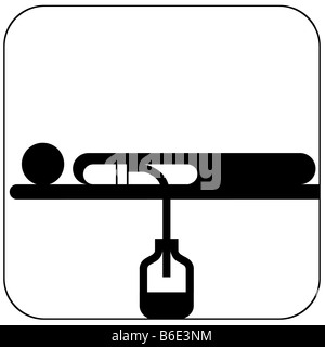 Blut Spende Symbol vor weißem Hintergrund Stockfoto