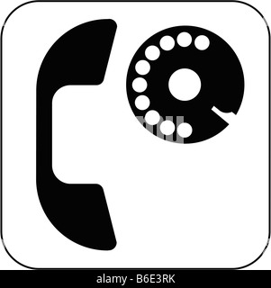 Telefon-Symbol vor weißem Hintergrund Stockfoto