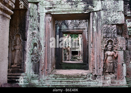 Basrelief in Preah Khan Tempel, Angkor Wat, Kambodscha Stockfoto
