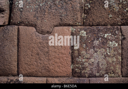 Ein Inka Mauer in der Q'allaqasa Ruinen von Pisac, Peru Stockfoto