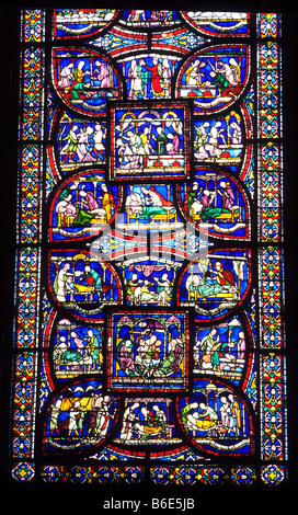 Mittelalterliche Glasfenster Kathedrale von Canterbury innen Kent England UK das Wunder Fenster englische Windows Kathedralen Stockfoto