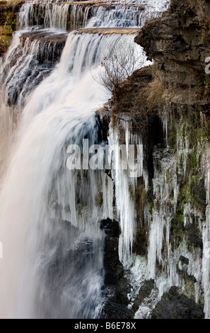 Burgess Falls State Park in der Nähe von Cookeville Tennessee sind die Wasserfälle am Fluss fallende Wasser Stockfoto