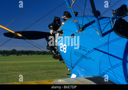 Alte amerikanische Continental R-670-5 Sternmotor (225 PS) auf einen Trainer Doppeldecker Boeing PT-17 Kaydet / Stearman Modell 75 Stockfoto