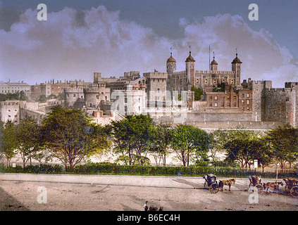 Tower von London, England ca. 1890 bis 1910 - sorgfältig restauriert, re-master repariert und Farben in seinen ursprünglichen Zustand verbessert. Stockfoto