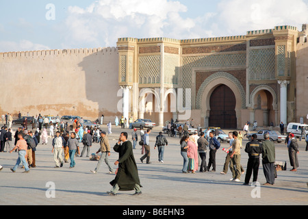 Bab Mansour Gate, Ort el-Hedim, Meknès, Marokko, Afrika Stockfoto