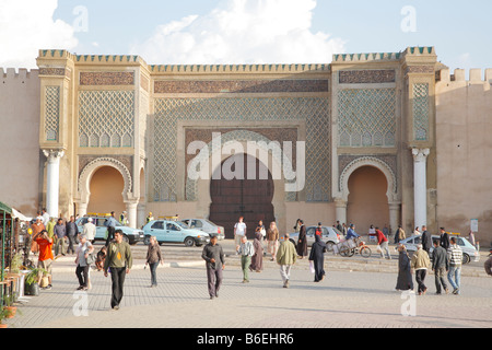 Bab Mansour Gate, Ort el-Hedim, Meknès, Marokko, Afrika Stockfoto