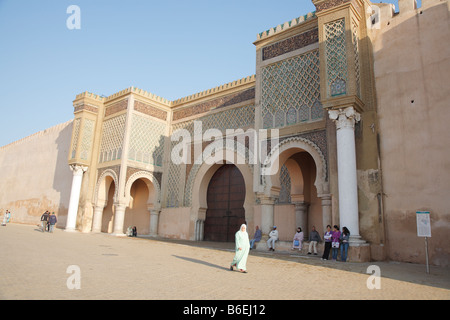 Bab Mansour Gate, Ort el-Hedim, Meknès, Marokko, Afrika Stockfoto