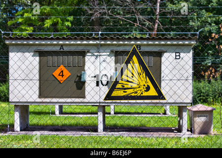 Munitionslager des österreichischen Bundeswehr Stockfoto