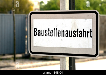 Zeichen für einen Bau-Website-exit Stockfoto