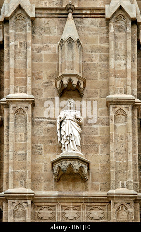 Skulptur auf dem Hauptportal, Kathedrale La Seu, Palma De Mallorca, Mallorca, Balearen, Spanien, Europa Stockfoto