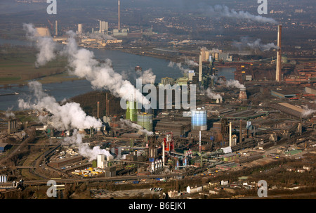 Luftbild des neuen Hochofens, ThyssenKrupp Steel, Bruckhausen, Duisburg-Nord, North Rhine-Westphalia, Germany, Europa Stockfoto